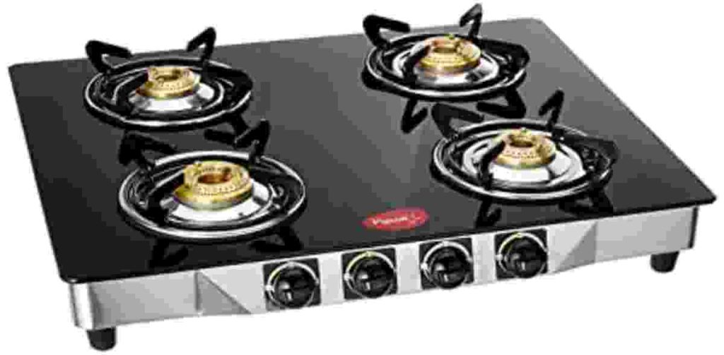 Pigeon by Stovekraft Favourite Blackline Smart Glass Top 4 Burner Gas Stove