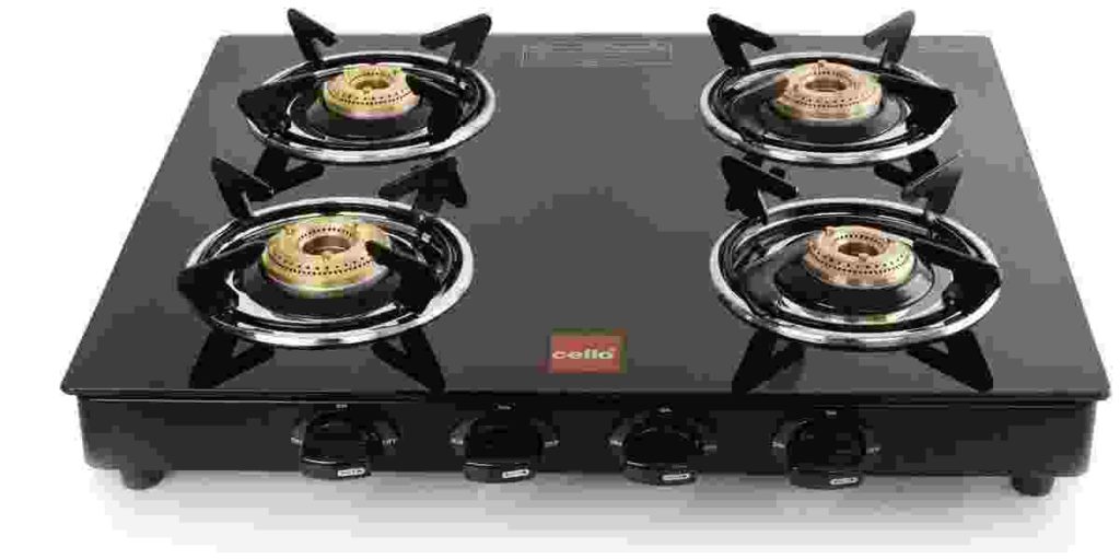 Cello Prima Gas Stove 4 Burner Glass Top