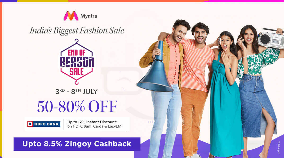 Myntra End Of Reason Sale (EORS) 2021 (3-8th July) Offers, Brands, Cashback, and more