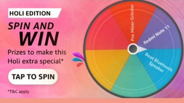 Amazon Holi Edition Spin and Win Quiz Answers Today