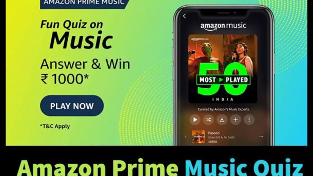 Amazon Prime Music - Fun Quiz on Music Answers Today : Win Rs.1000