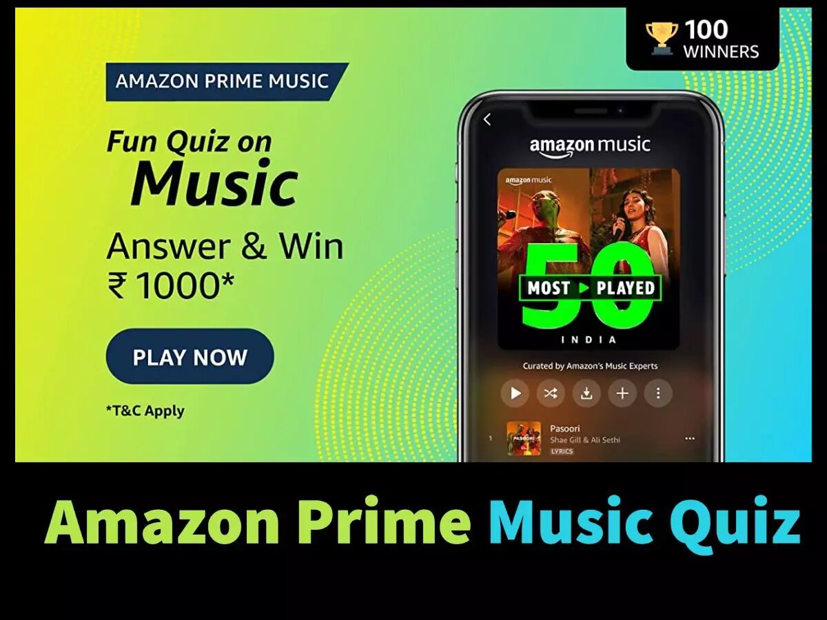 Amazon Prime Music Quiz Answers Today : Win Rs.1000