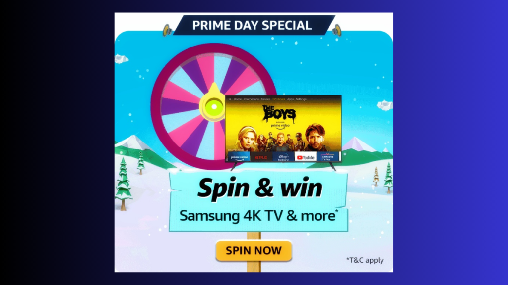 Amazon Prime Day Special Spin & Win Quiz (Samsung 4K TV)