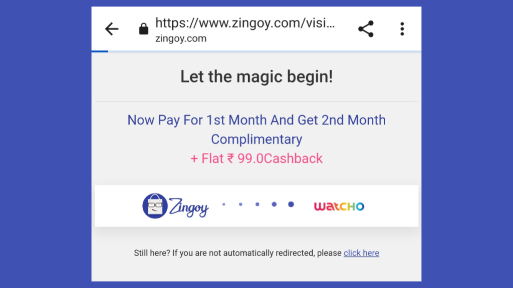 Zingoy cashback offer on OTT bundle subscription