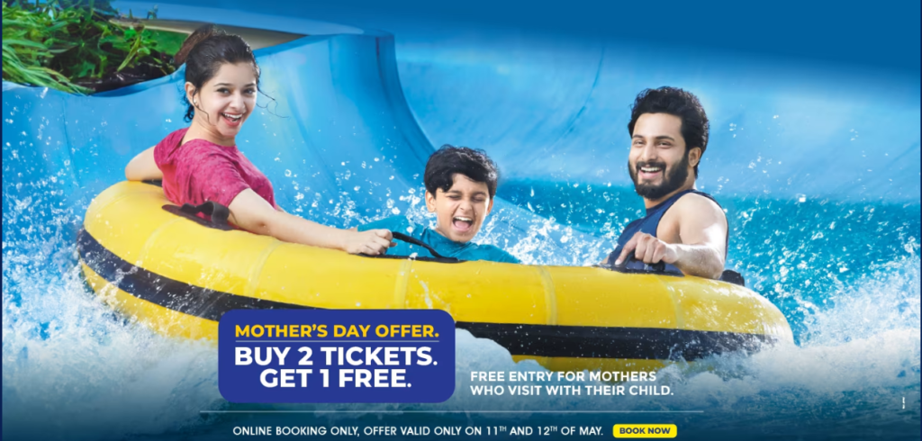 Wonderla Mother's Day Offer in India 2024 (Buy 2 Get 1 Ticket for Free)