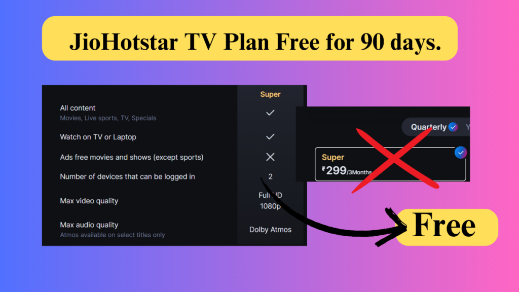 Get Free JioHotstar TV Plan with Just Rs.100 Jio Recharge!