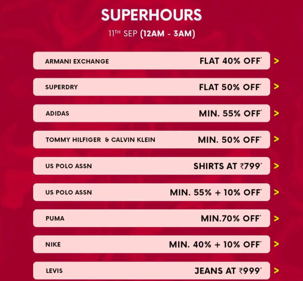 Ajio Superhour Offers in Ajio All Stars Sale 2025 
