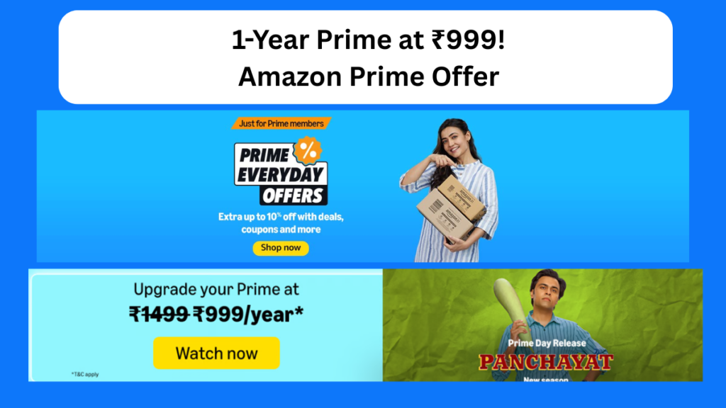 Amazon 1 Year Prime Membership at Rs.999 + Extra Refund (Sept 2025)