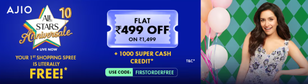 Ajio All Stars Sale 2026: First Order Free for All New Users (Limited-time Deal)