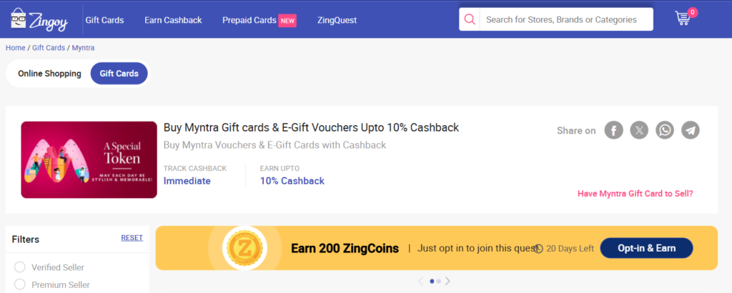 Zingoy: Best Website for Buying Myntra Vouchers at Discount