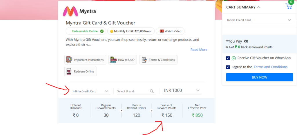 Infinia Credit Card: Best Card to Get 13% to 15% Discount on Myntra Gift Cards