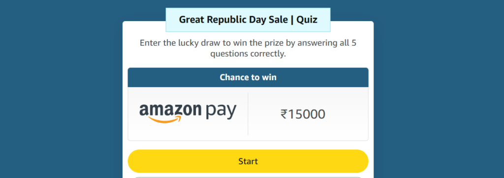Amazon Great Republic Sale Quiz Answer: Win ₹15,0000